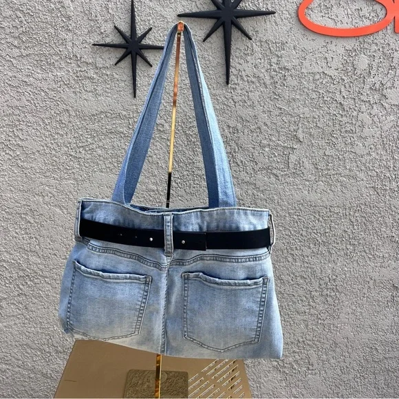 UPCYCLED DENIM BAG / The Bella Belted Shopper